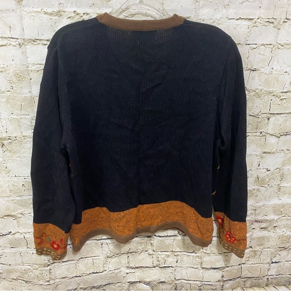 Vintage All Points By Reference Point Black Brown Floral Embroidered - Picture 5 of 7